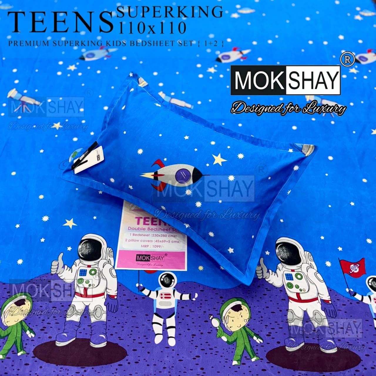 Teens cartoon kids bedsheets queen size