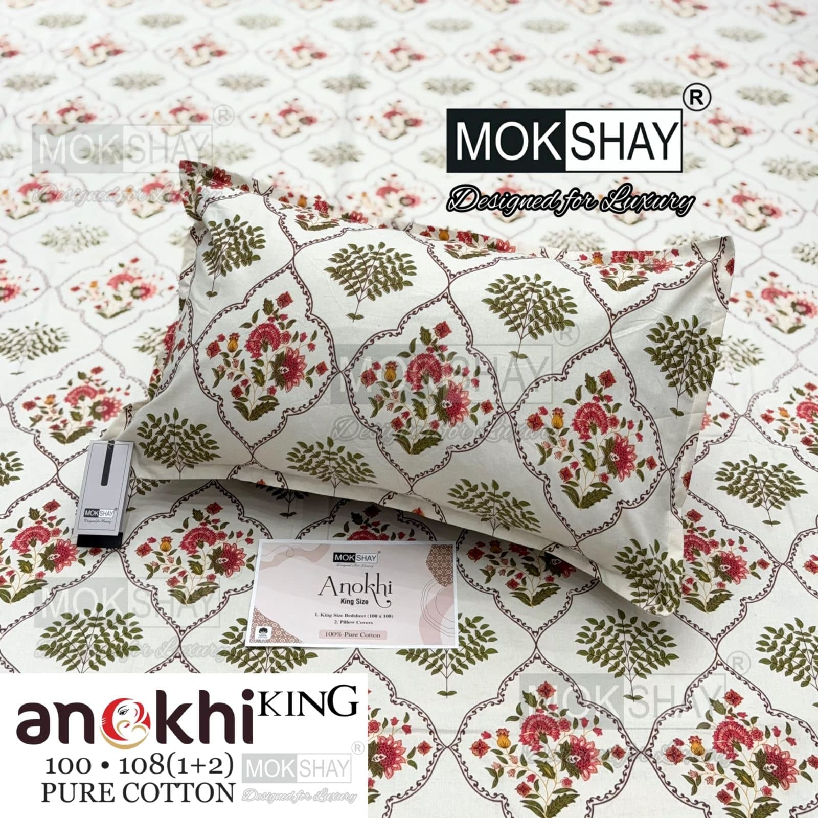 MOKSHAY ANOKHI King Size 100% Pure Cotton Bedsheet Set
