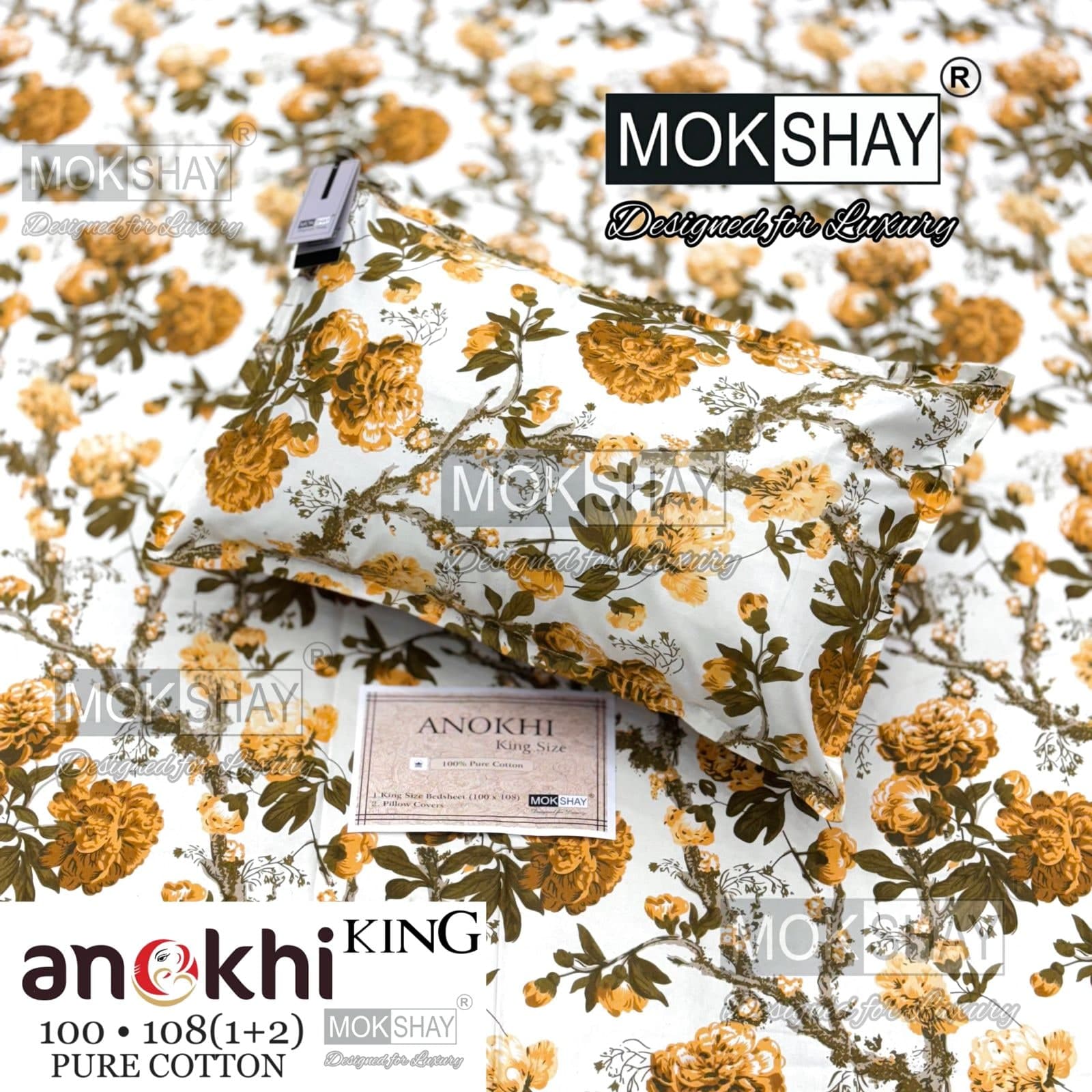 MOKSHAY ANOKHI King Size 100% Pure Cotton Bedsheet Set