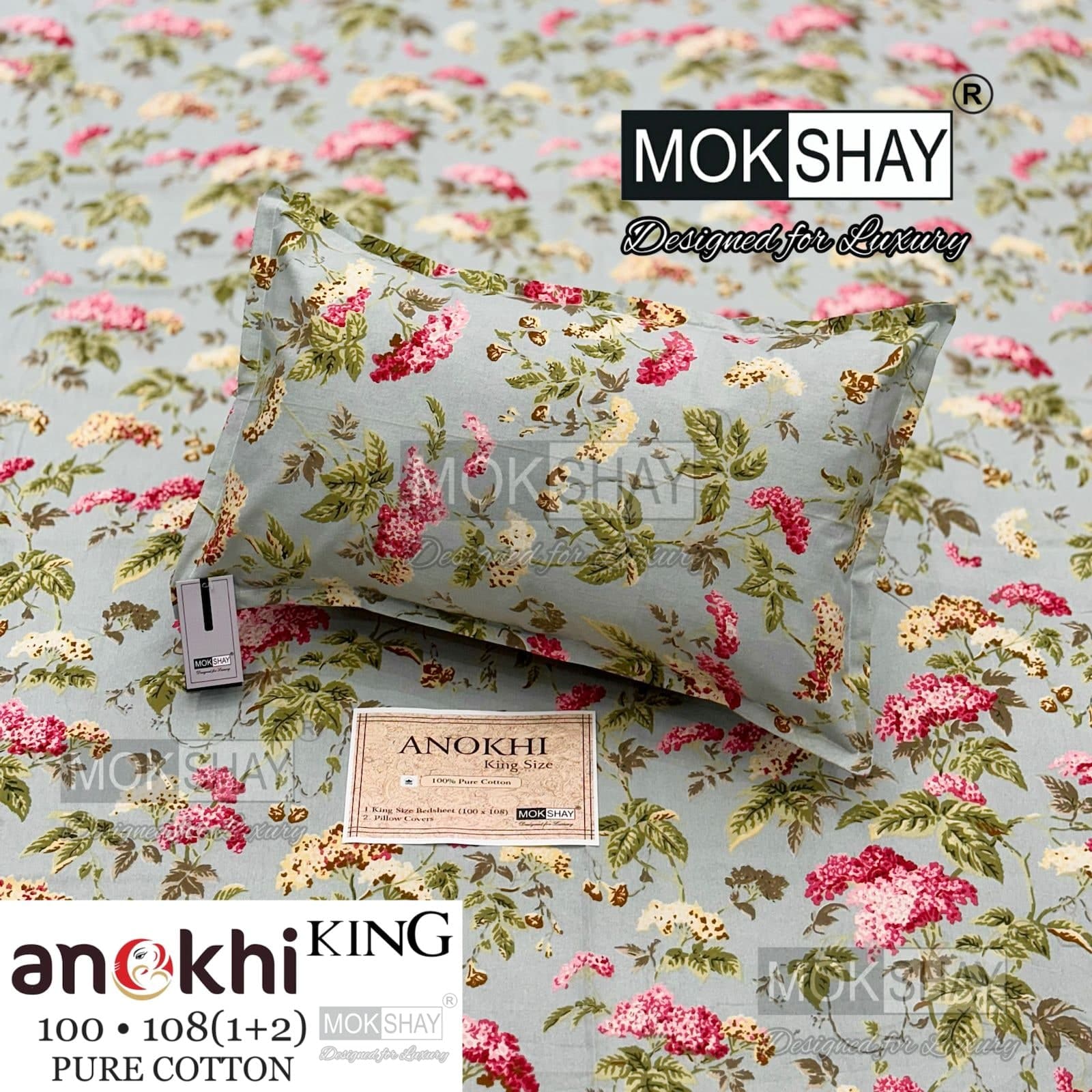 MOKSHAY ANOKHI King Size 100% Pure Cotton Bedsheet Set