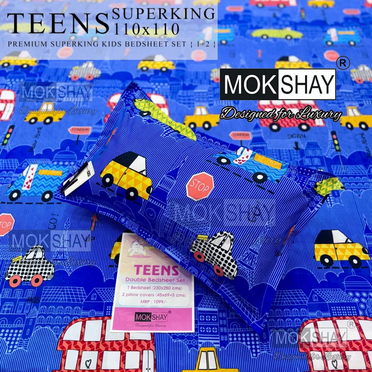Kids teens cartoon bedsheets queen size
