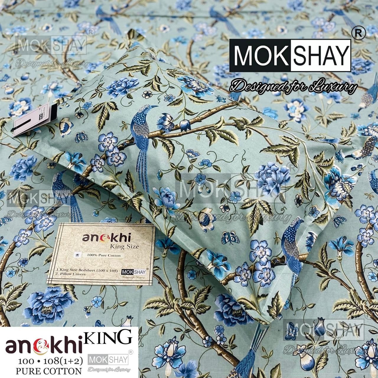 MOKSHAY ANOKHI King Size 100% Pure Cotton Bedsheet Set