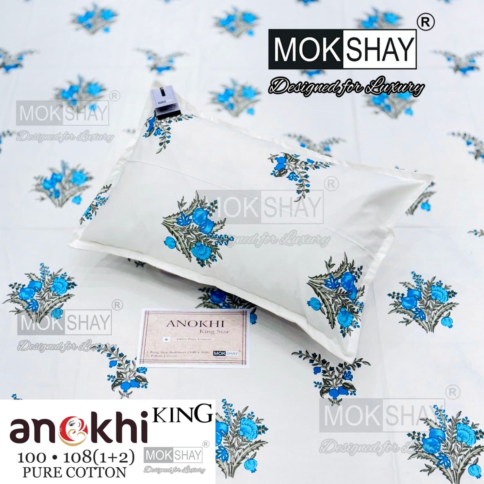MOKSHAY ANOKHI King Size 100% Pure Cotton Bedsheet Set