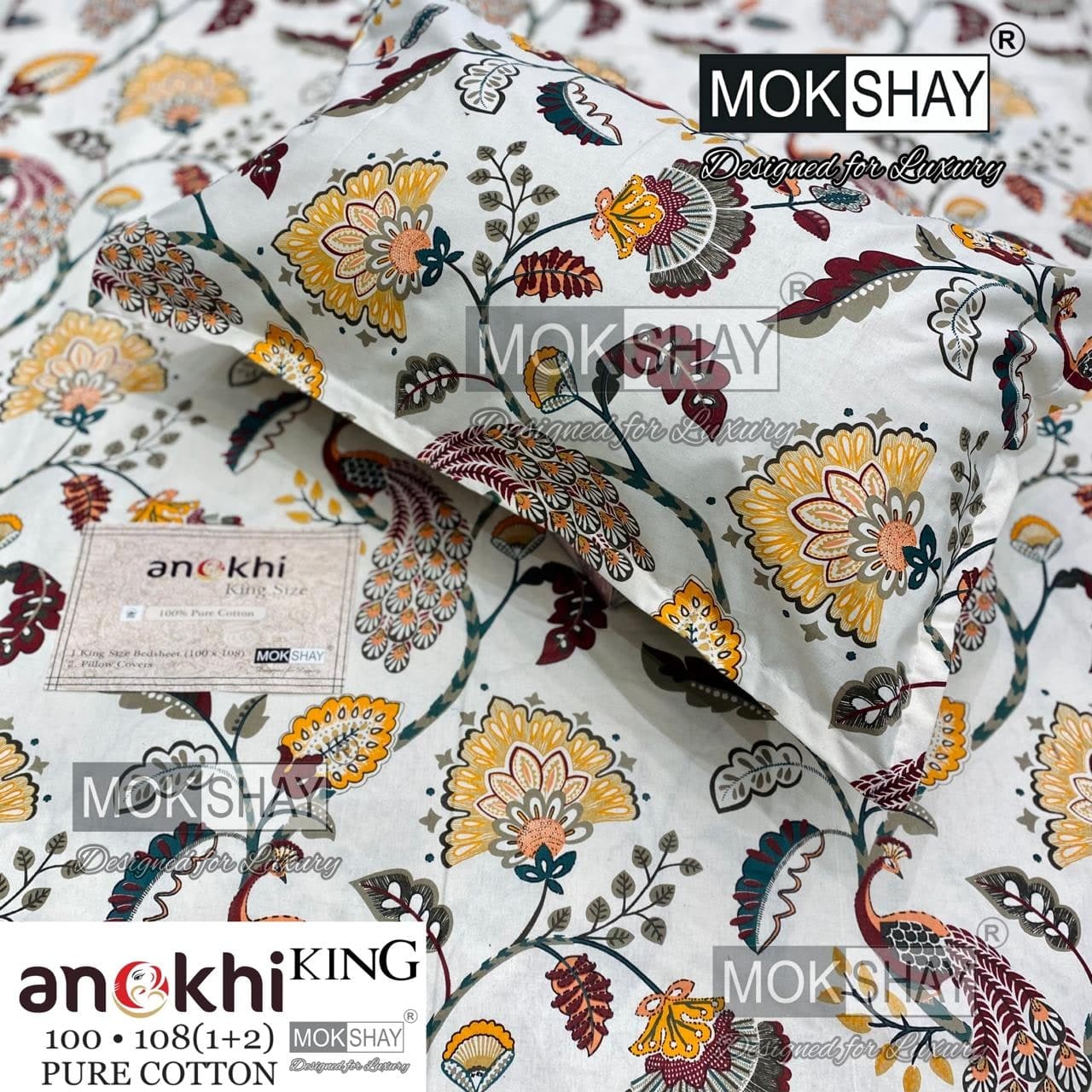 MOKSHAY ANOKHI King Size 100% Pure Cotton Bedsheet Set