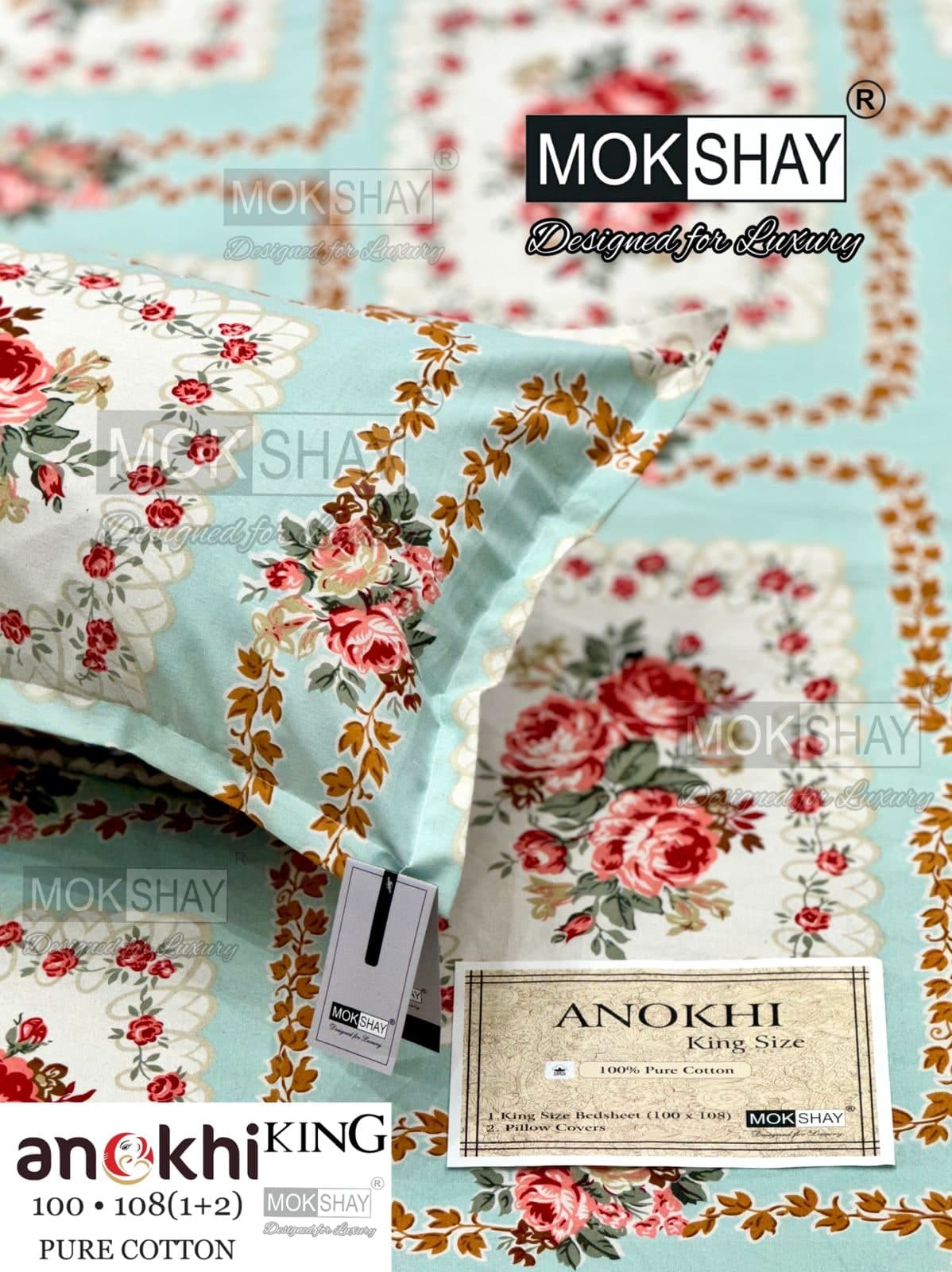 MOKSHAY ANOKHI King Size 100% Pure Cotton Bedsheet Set
