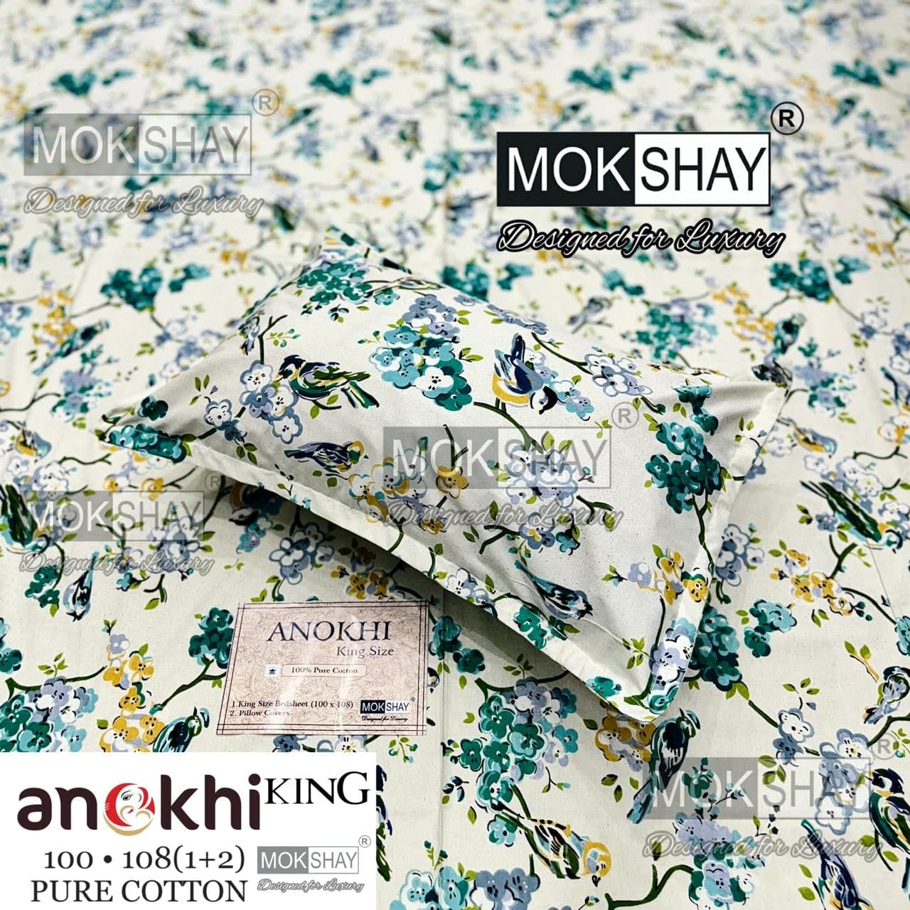 MOKSHAY ANOKHI King Size 100% Pure Cotton Bedsheet Set