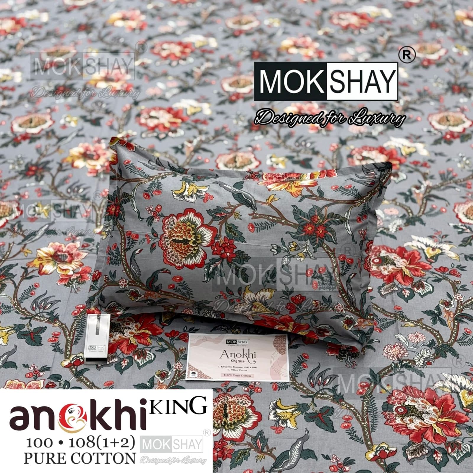 MOKSHAY ANOKHI King Size 100% Pure Cotton Bedsheet Set