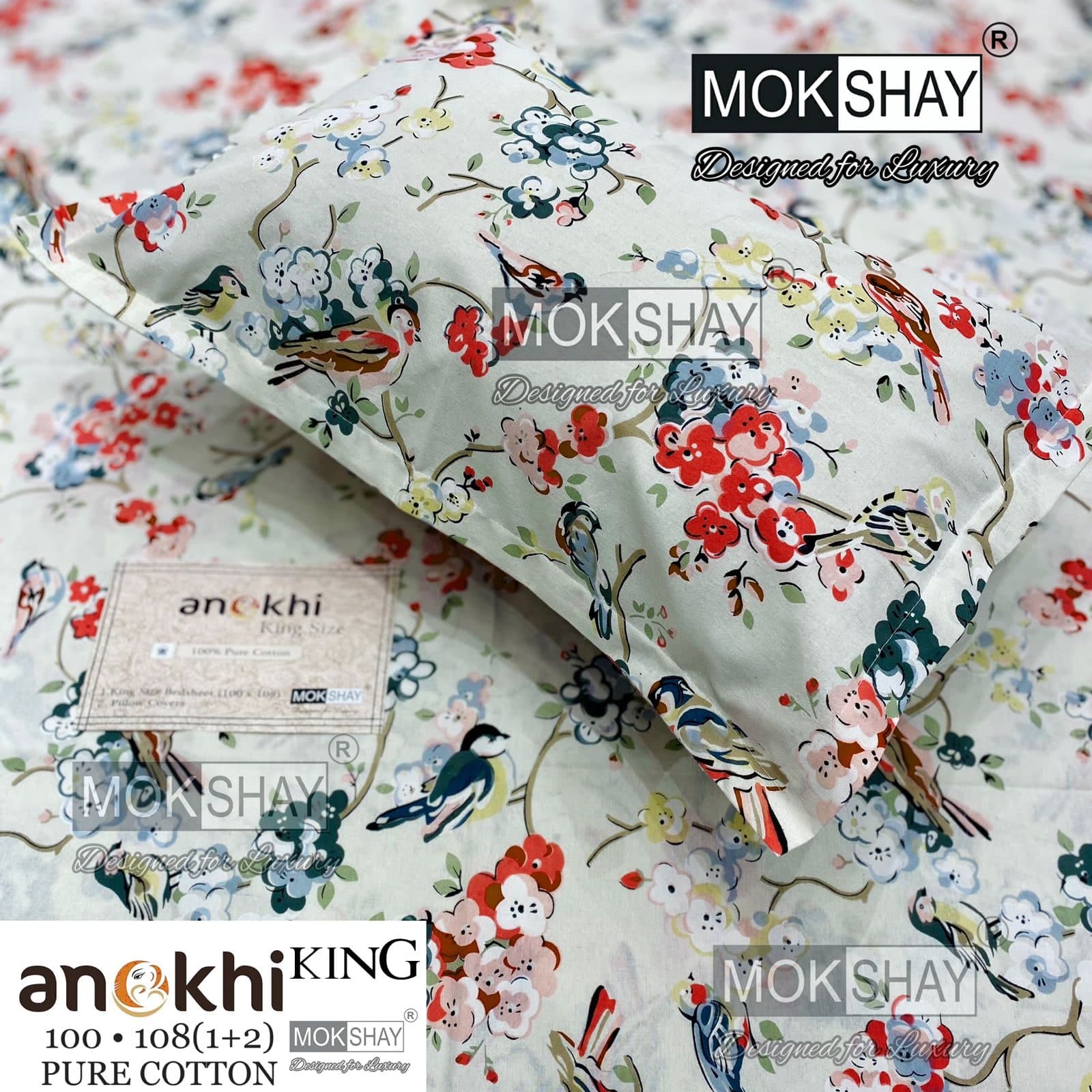 MOKSHAY ANOKHI King Size 100% Pure Cotton Bedsheet Set