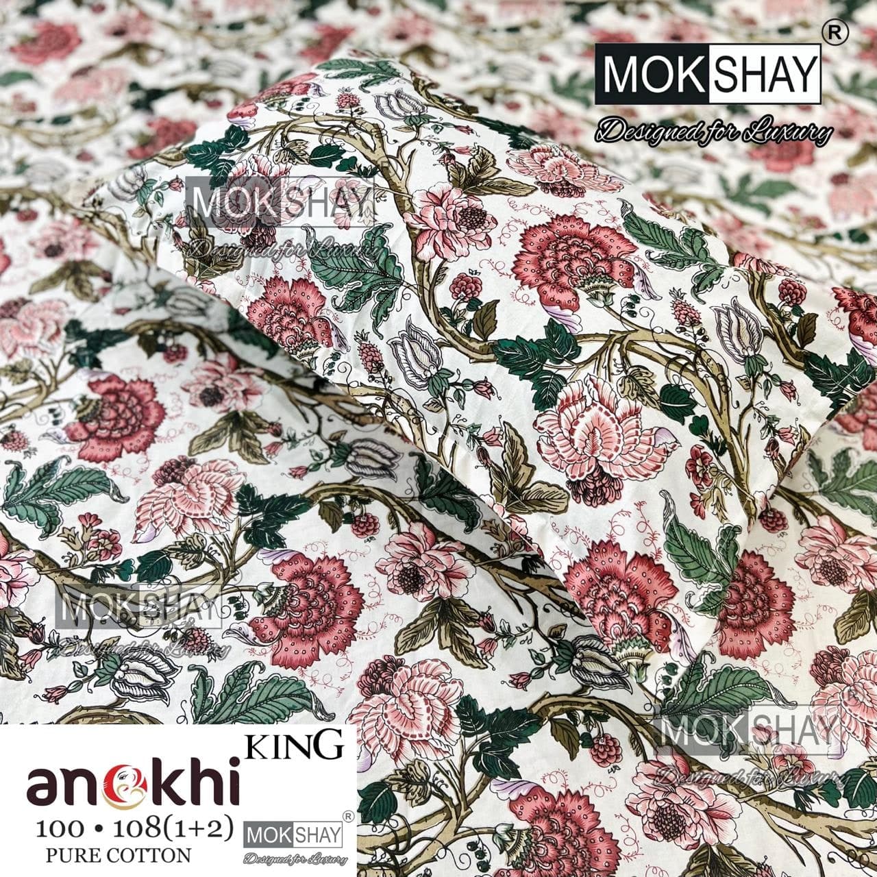 MOKSHAY ANOKHI King Size 100% Pure Cotton Bedsheet Set