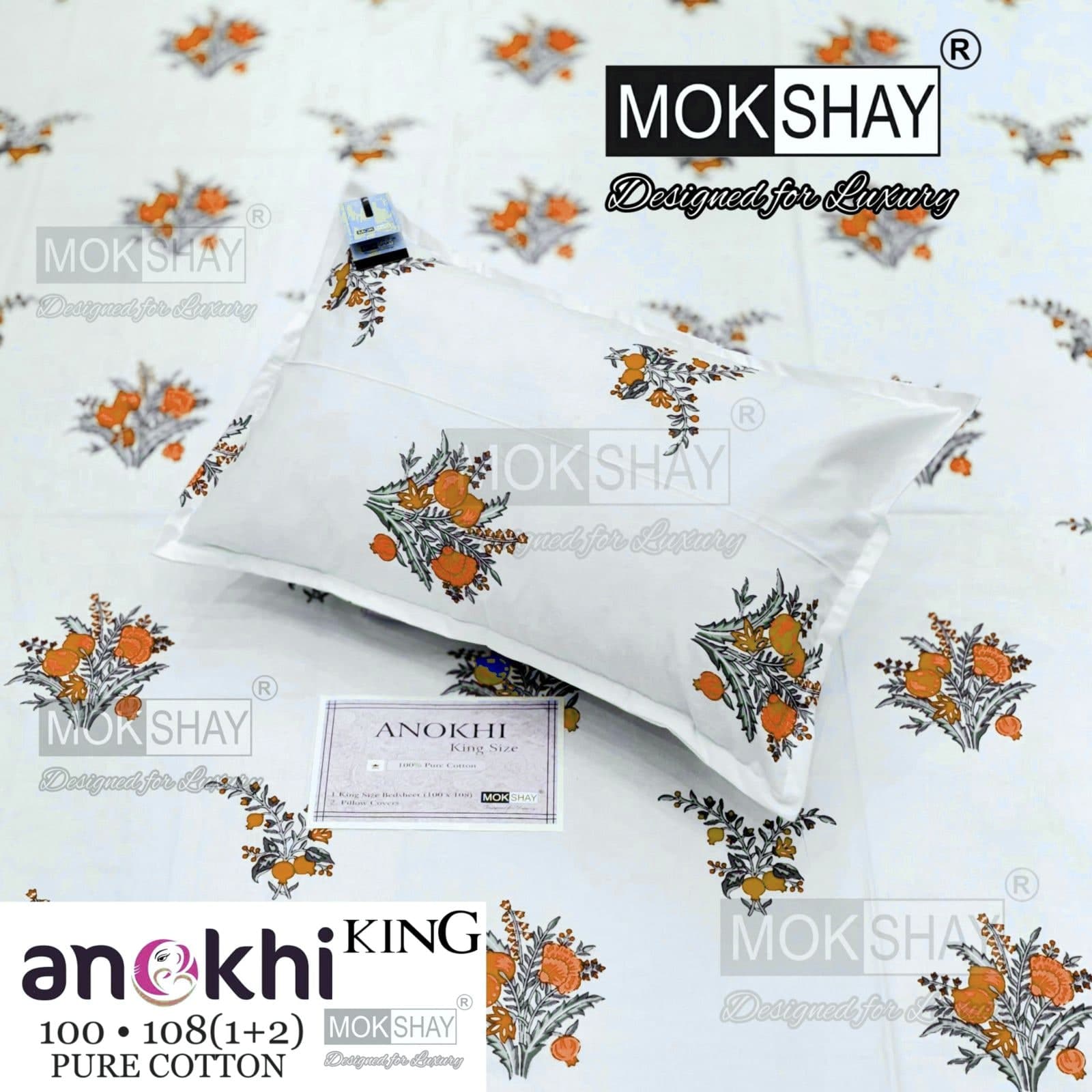 MOKSHAY ANOKHI King Size 100% Pure Cotton Bedsheet Set
