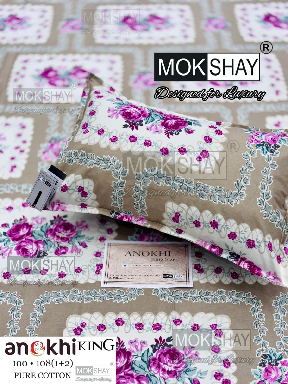 MOKSHAY ANOKHI King Size 100% Pure Cotton Bedsheet Set