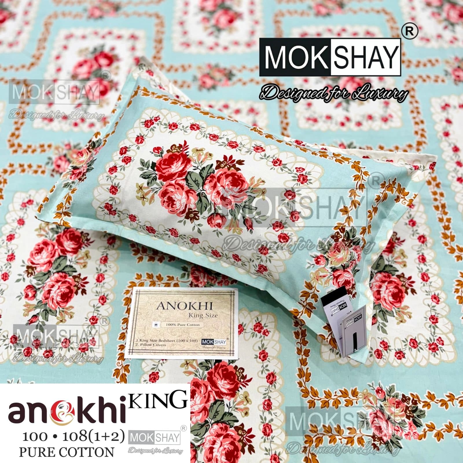 MOKSHAY ANOKHI King Size 100% Pure Cotton Bedsheet Set