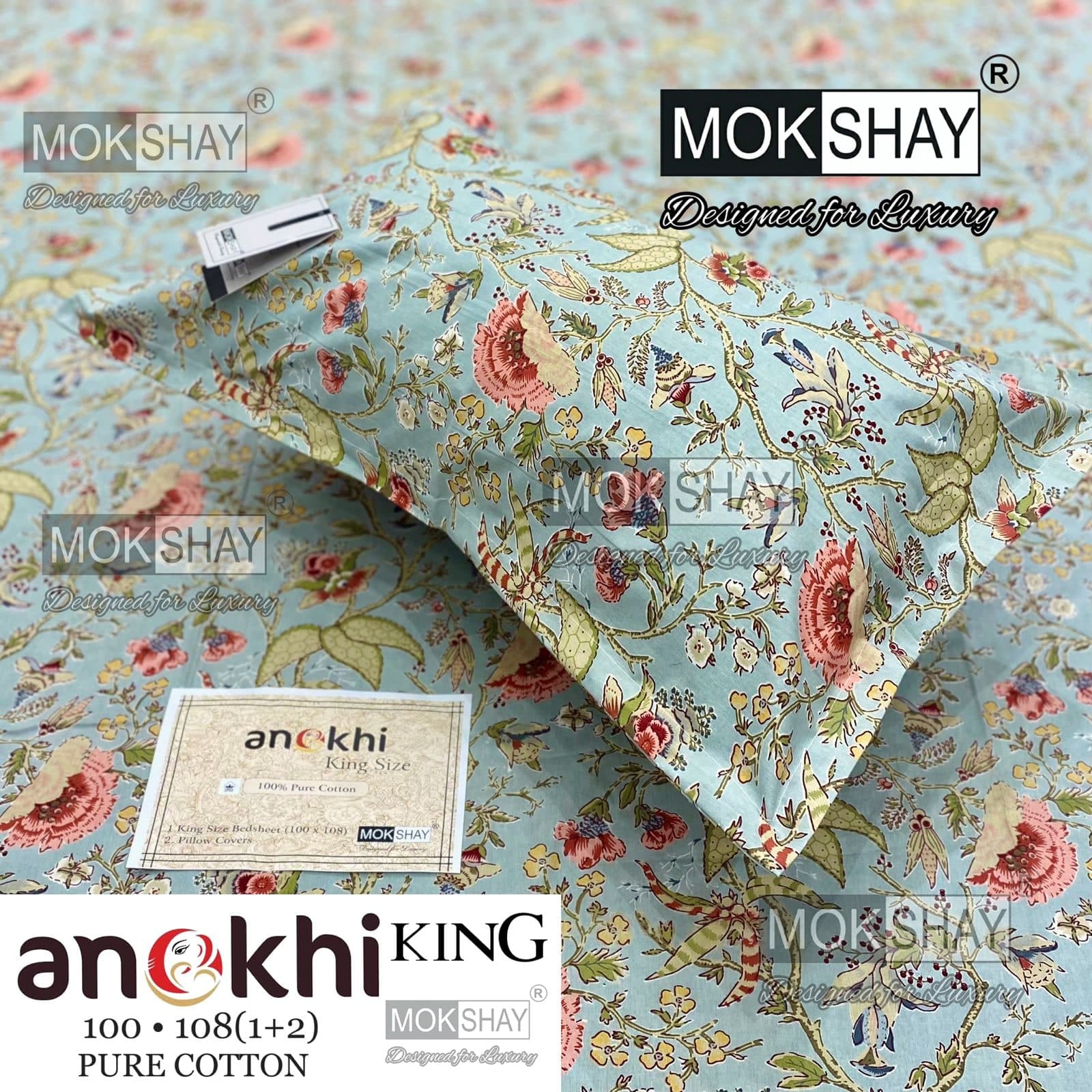 MOKSHAY ANOKHI King Size 100% Pure Cotton Bedsheet Set