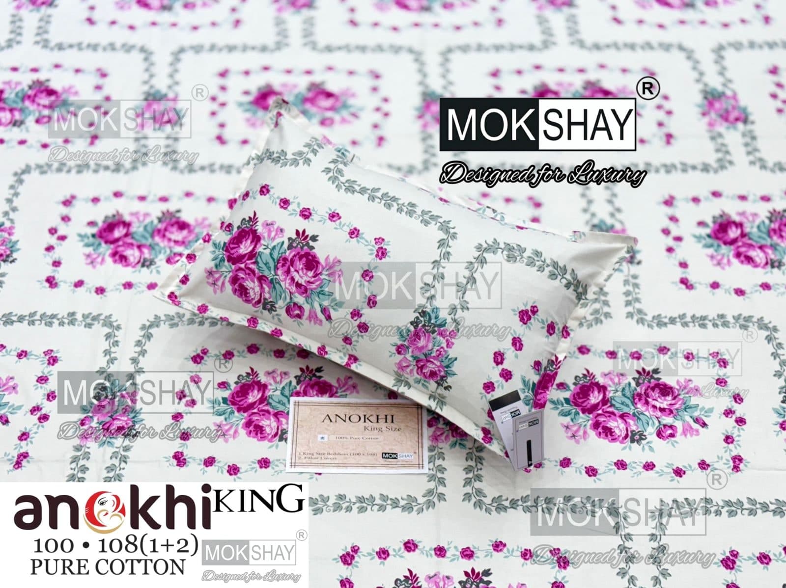 MOKSHAY ANOKHI King Size 100% Pure Cotton Bedsheet Set