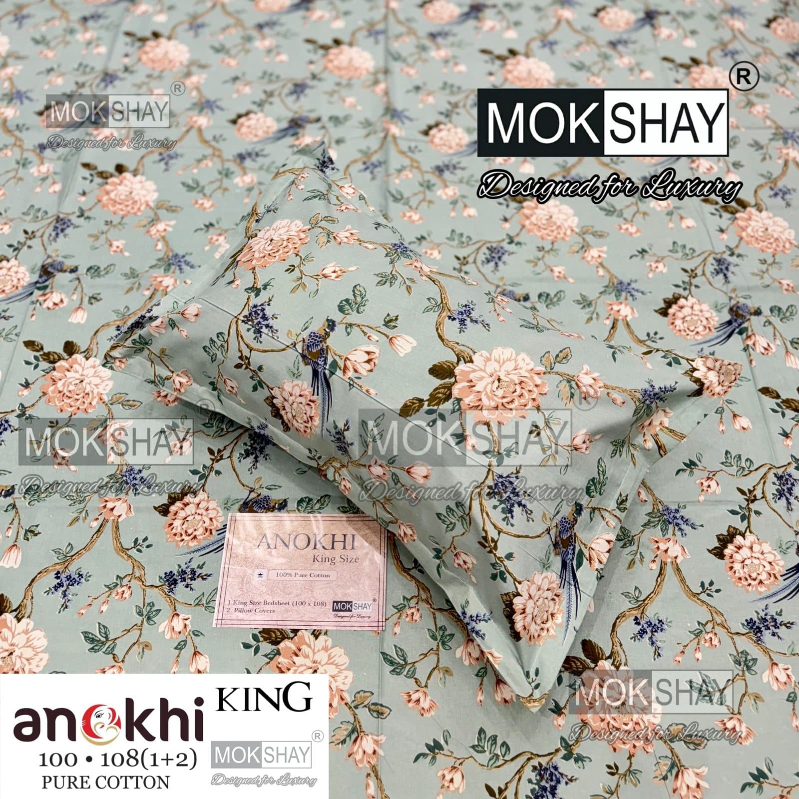 MOKSHAY ANOKHI King Size 100% Pure Cotton Bedsheet Set