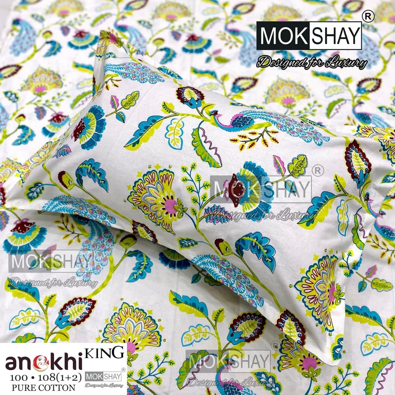 MOKSHAY ANOKHI King Size 100% Pure Cotton Bedsheet Set