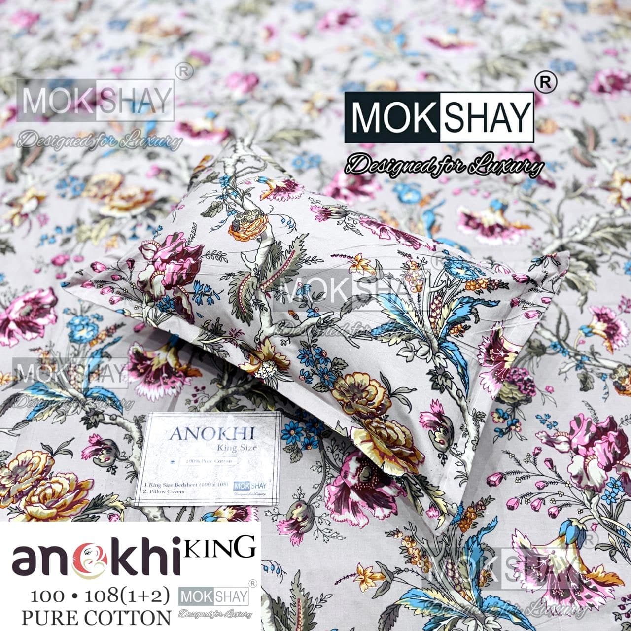 MOKSHAY ANOKHI King Size 100% Pure Cotton Bedsheet Set