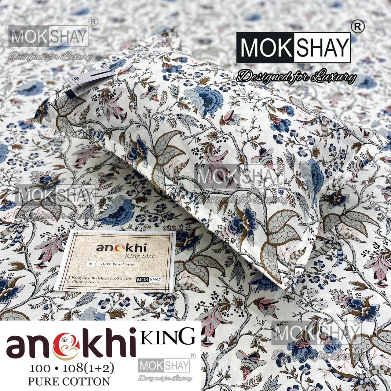 MOKSHAY ANOKHI King Size 100% Pure Cotton Bedsheet Set