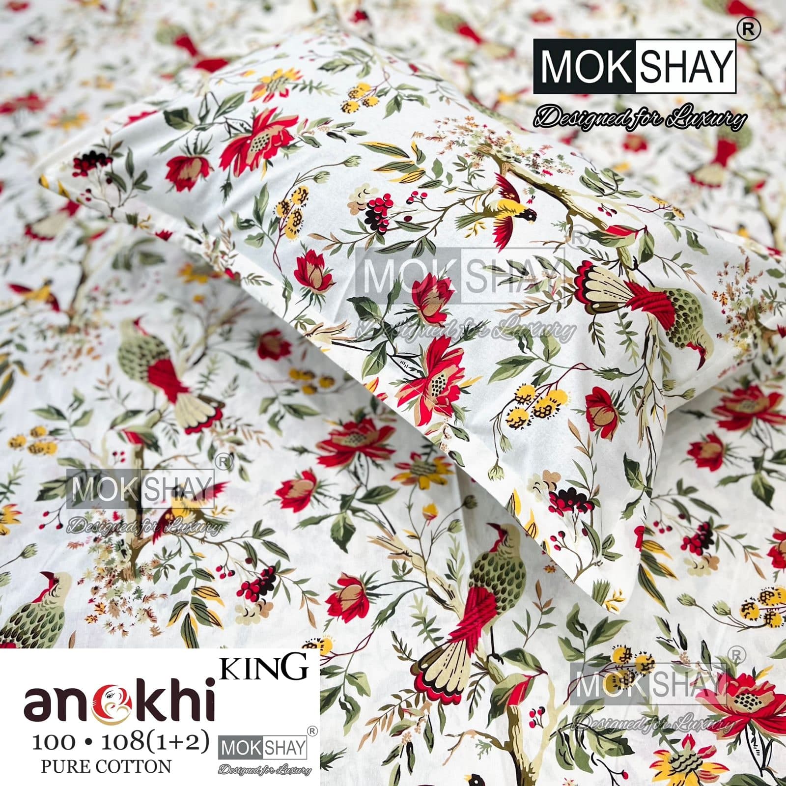 MOKSHAY ANOKHI King Size 100% Pure Cotton Bedsheet Set