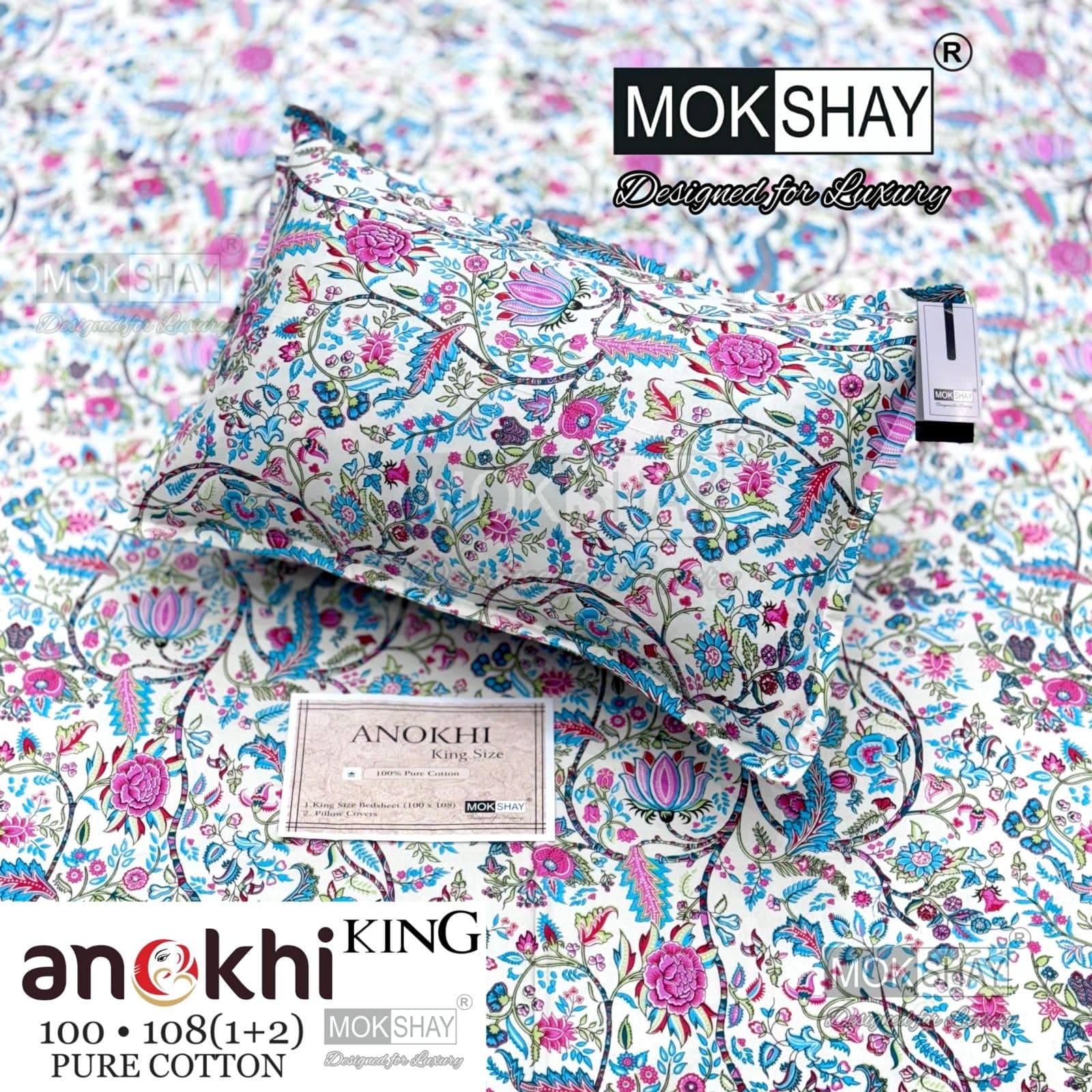 MOKSHAY ANOKHI King Size 100% Pure Cotton Bedsheet Set