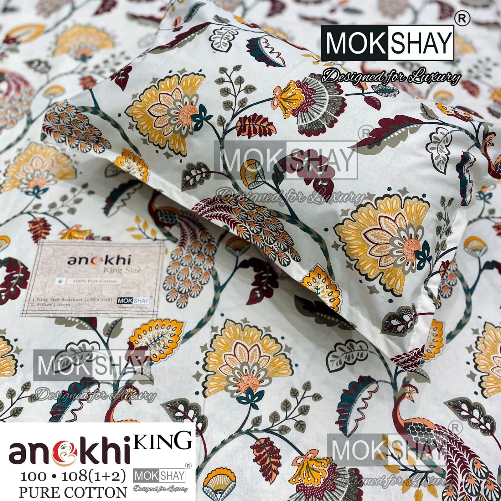MOKSHAY ANOKHI King Size 100% Pure Cotton Bedsheet Set