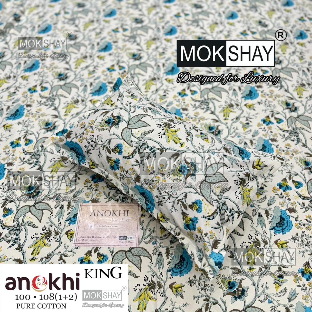 MOKSHAY ANOKHI King Size 100% Pure Cotton Bedsheet Set