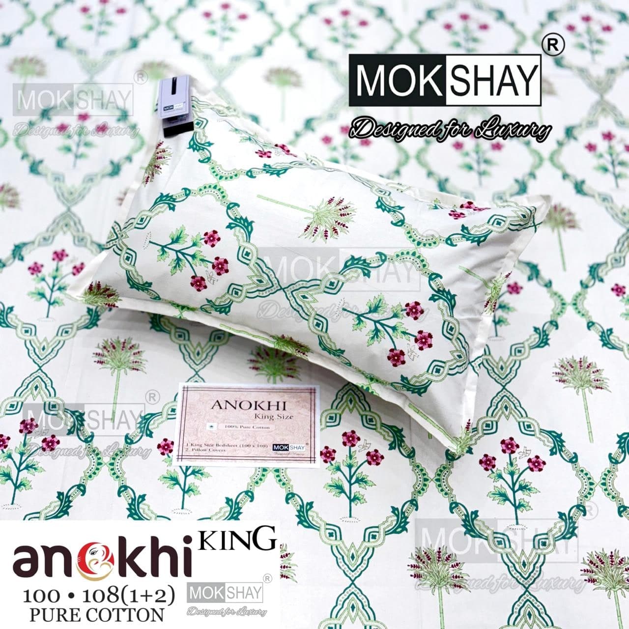 MOKSHAY ANOKHI King Size 100% Pure Cotton Bedsheet Set