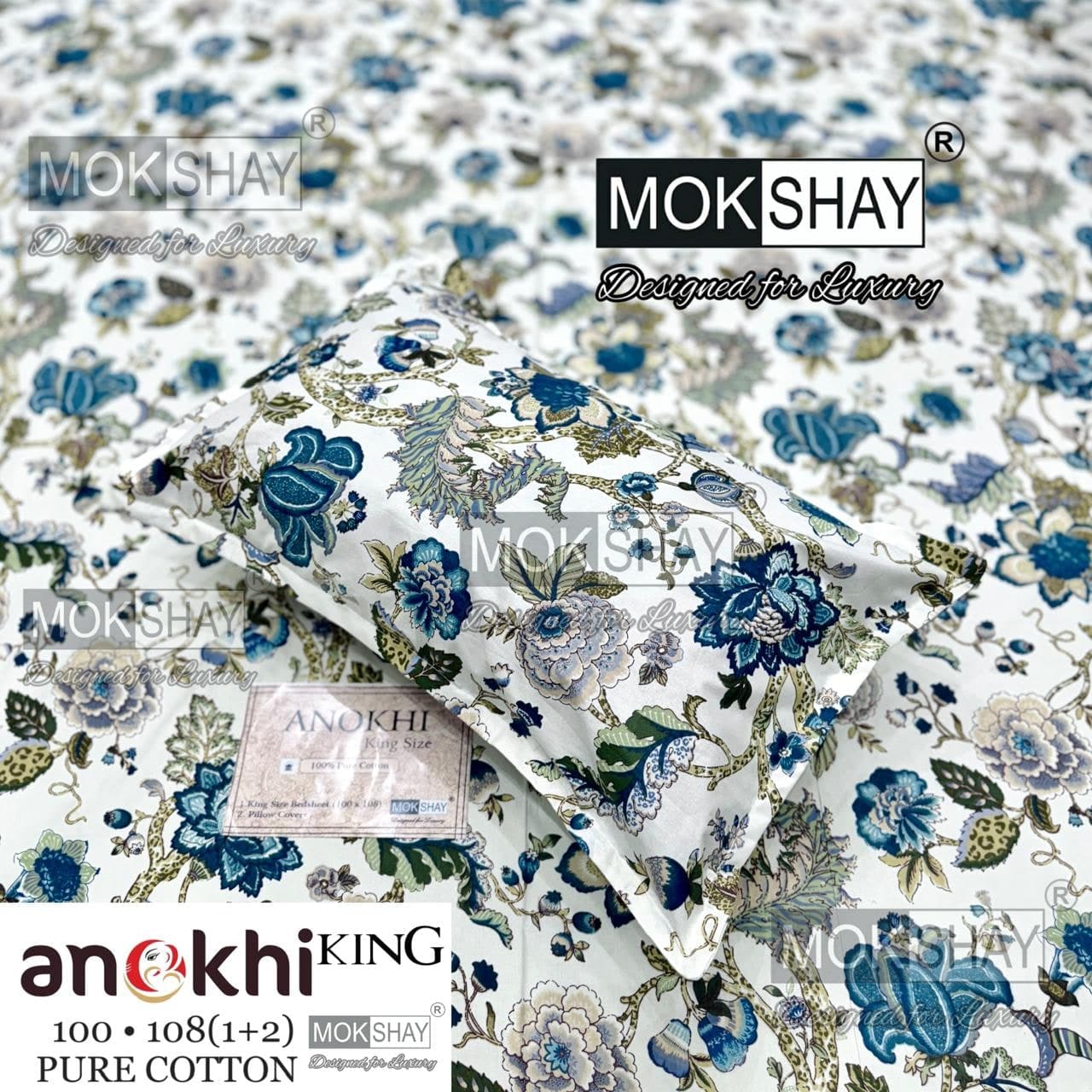 MOKSHAY ANOKHI King Size 100% Pure Cotton Bedsheet Set