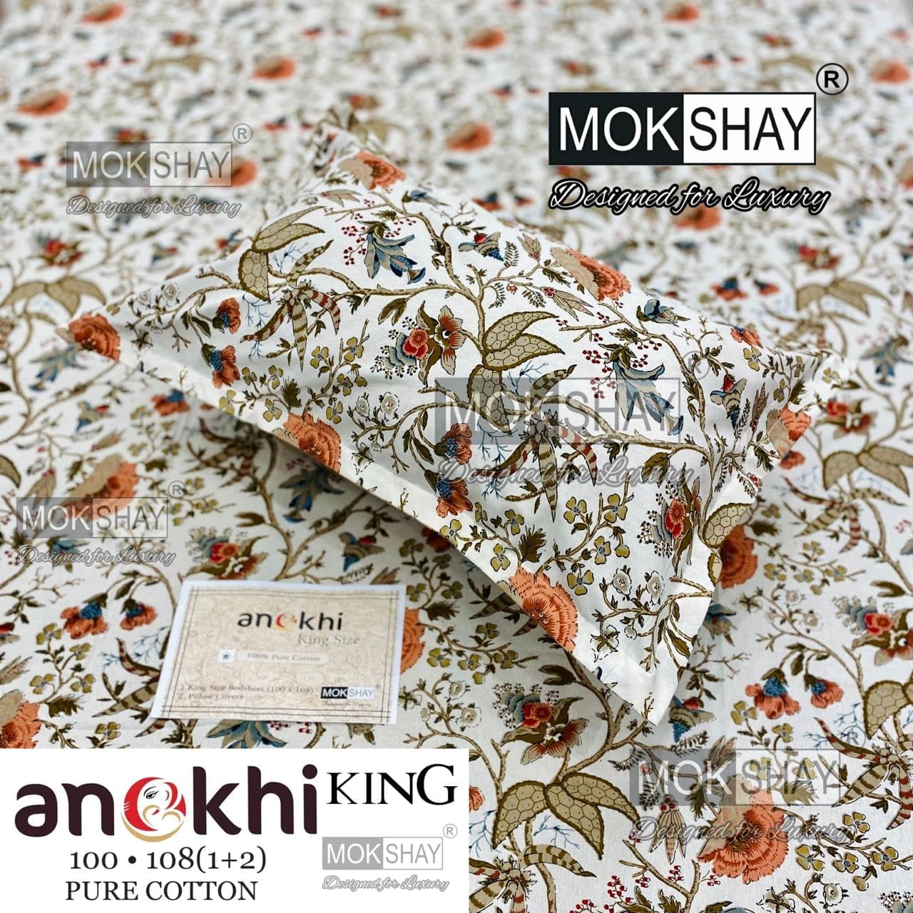 MOKSHAY ANOKHI King Size 100% Pure Cotton Bedsheet Set