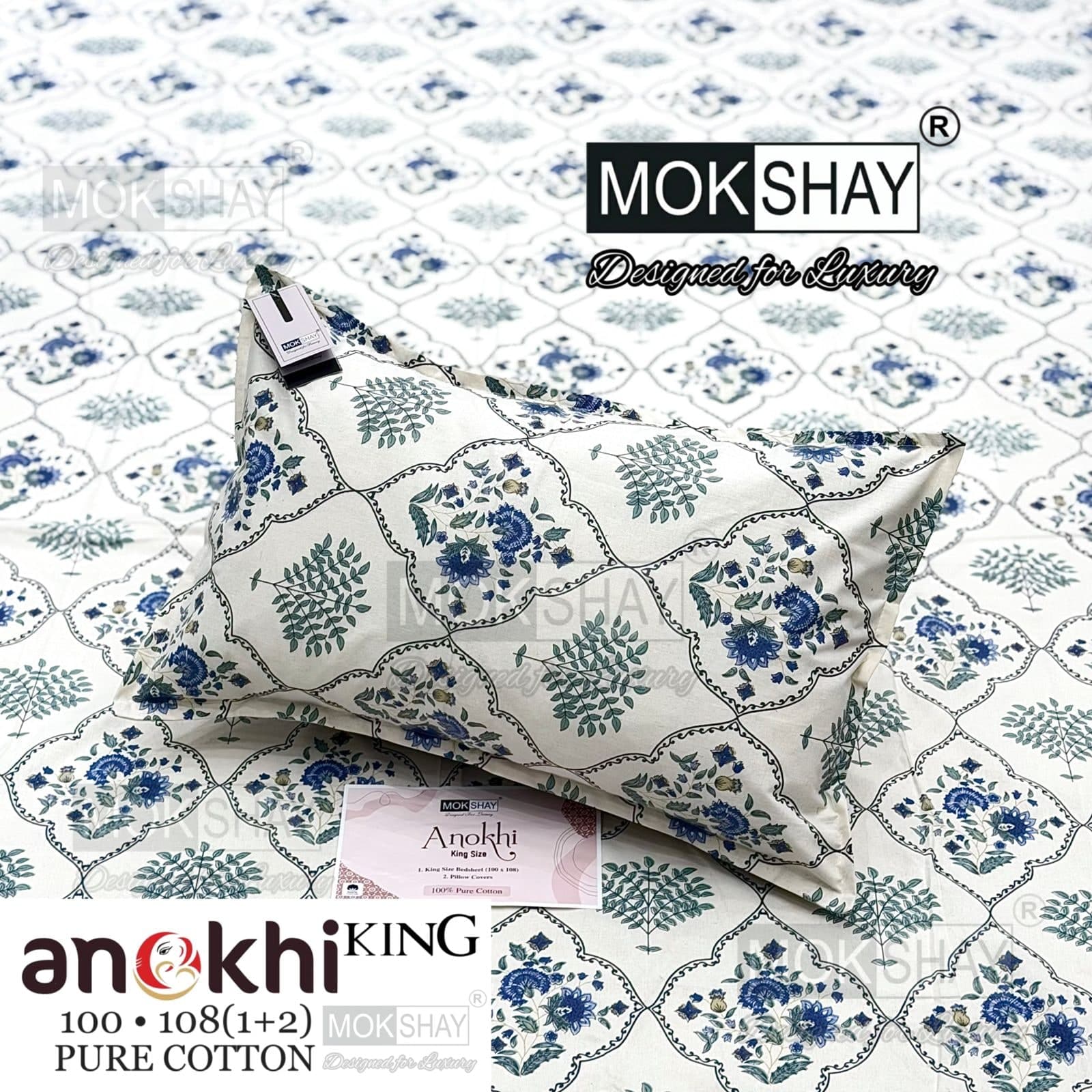 MOKSHAY ANOKHI King Size 100% Pure Cotton Bedsheet Set