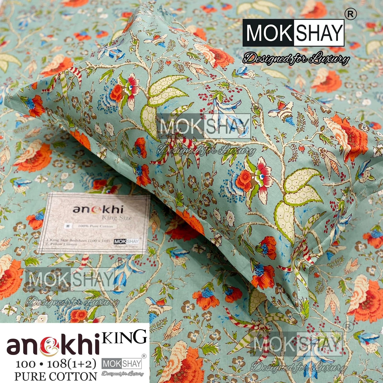 MOKSHAY ANOKHI King Size 100% Pure Cotton Bedsheet Set