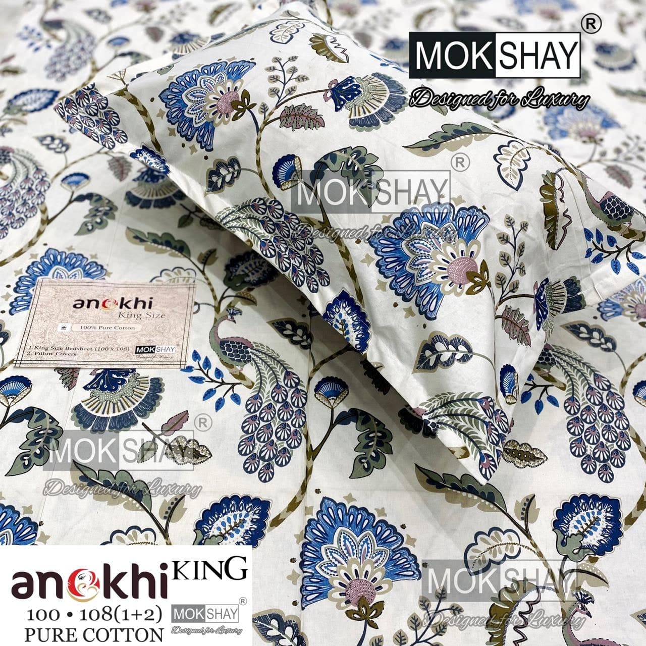 MOKSHAY ANOKHI King Size 100% Pure Cotton Bedsheet Set