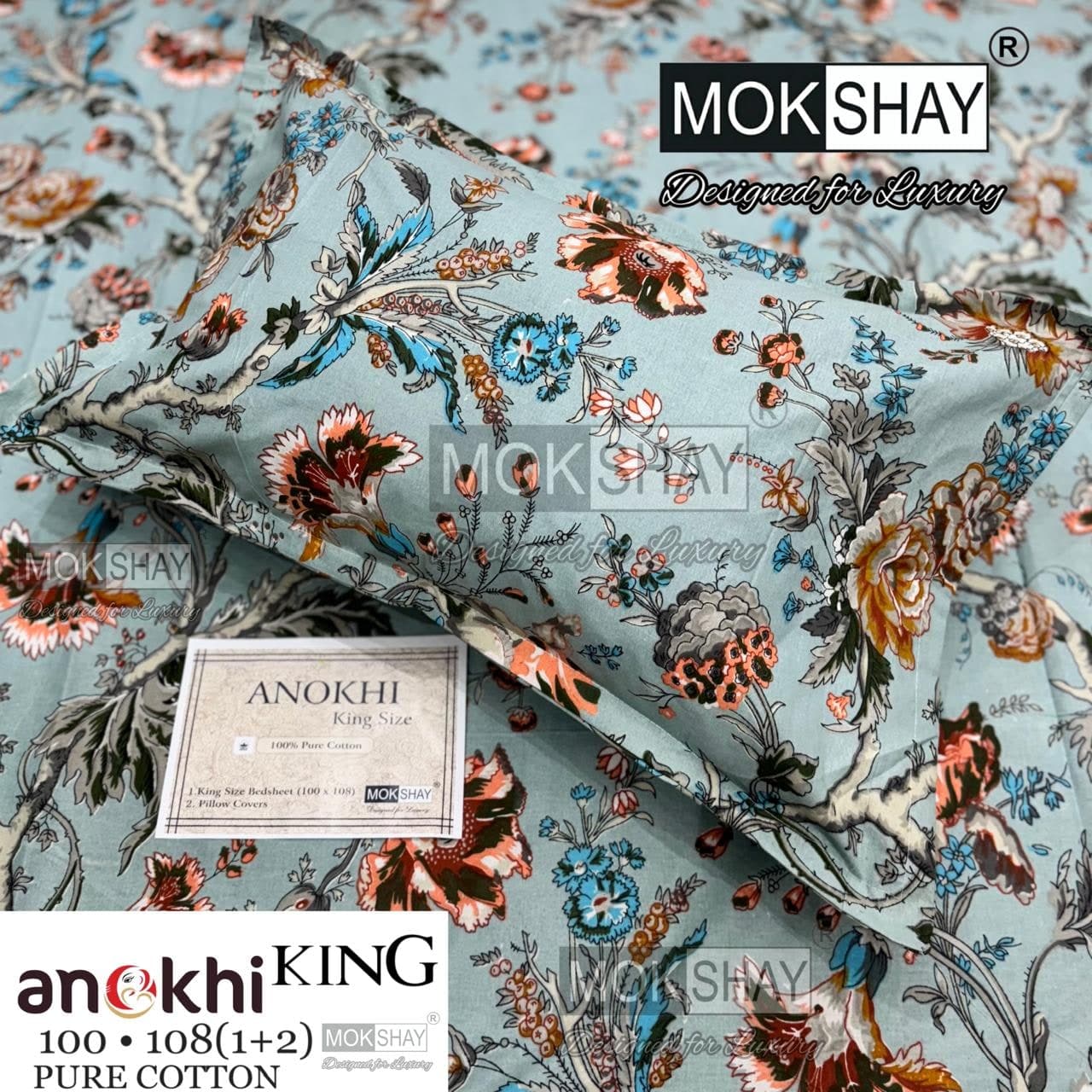 MOKSHAY ANOKHI King Size 100% Pure Cotton Bedsheet Set