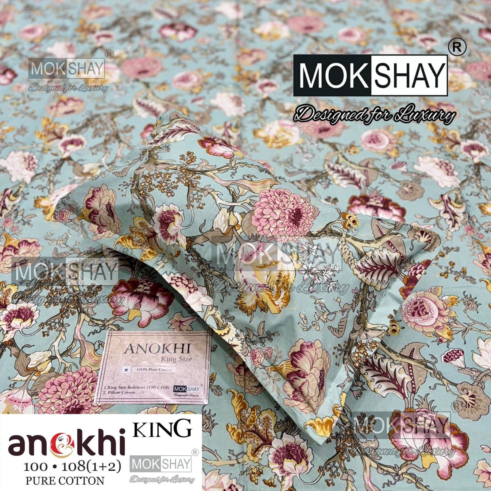 MOKSHAY ANOKHI King Size 100% Pure Cotton Bedsheet Set