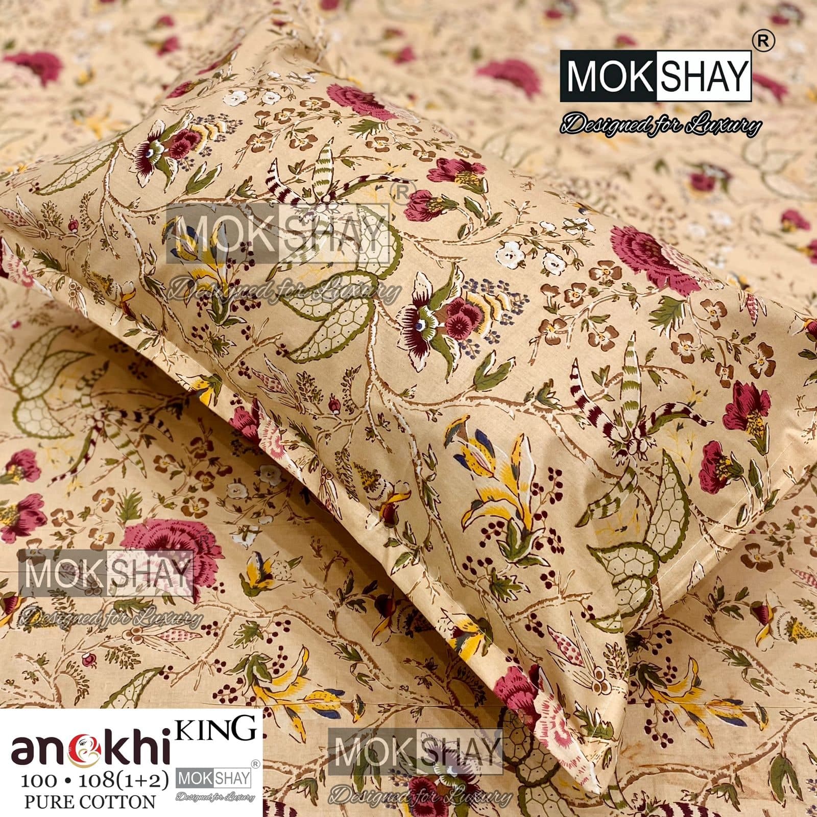 MOKSHAY ANOKHI King Size 100% Pure Cotton Bedsheet Set