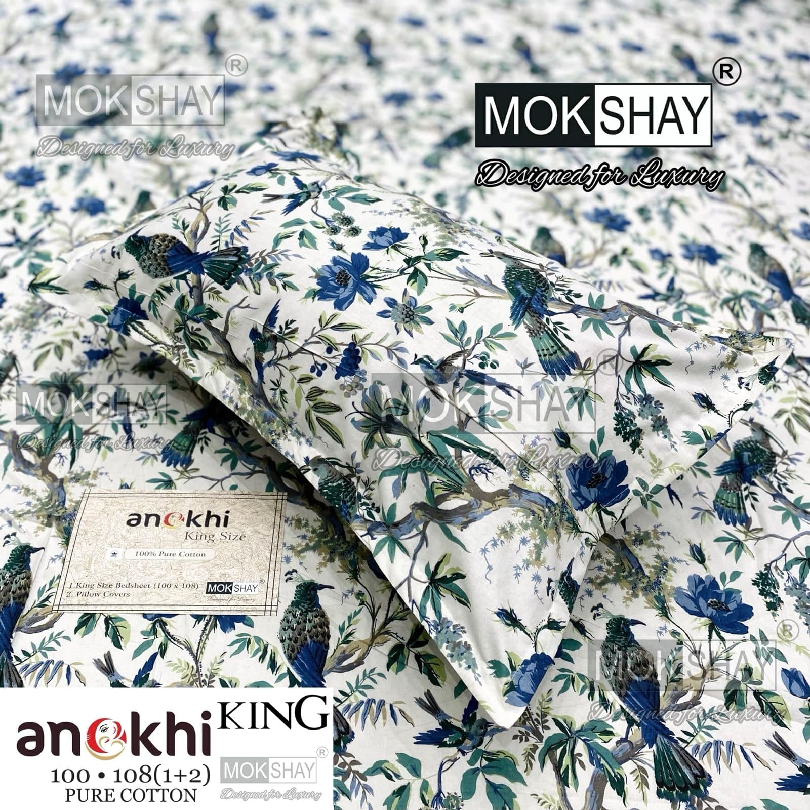 MOKSHAY ANOKHI King Size 100% Pure Cotton Bedsheet Set
