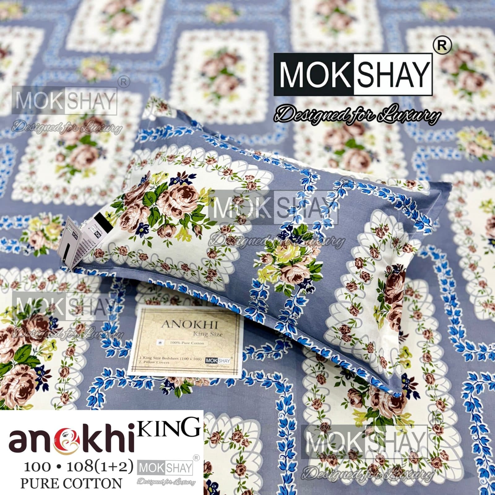 MOKSHAY ANOKHI King Size 100% Pure Cotton Bedsheet Set