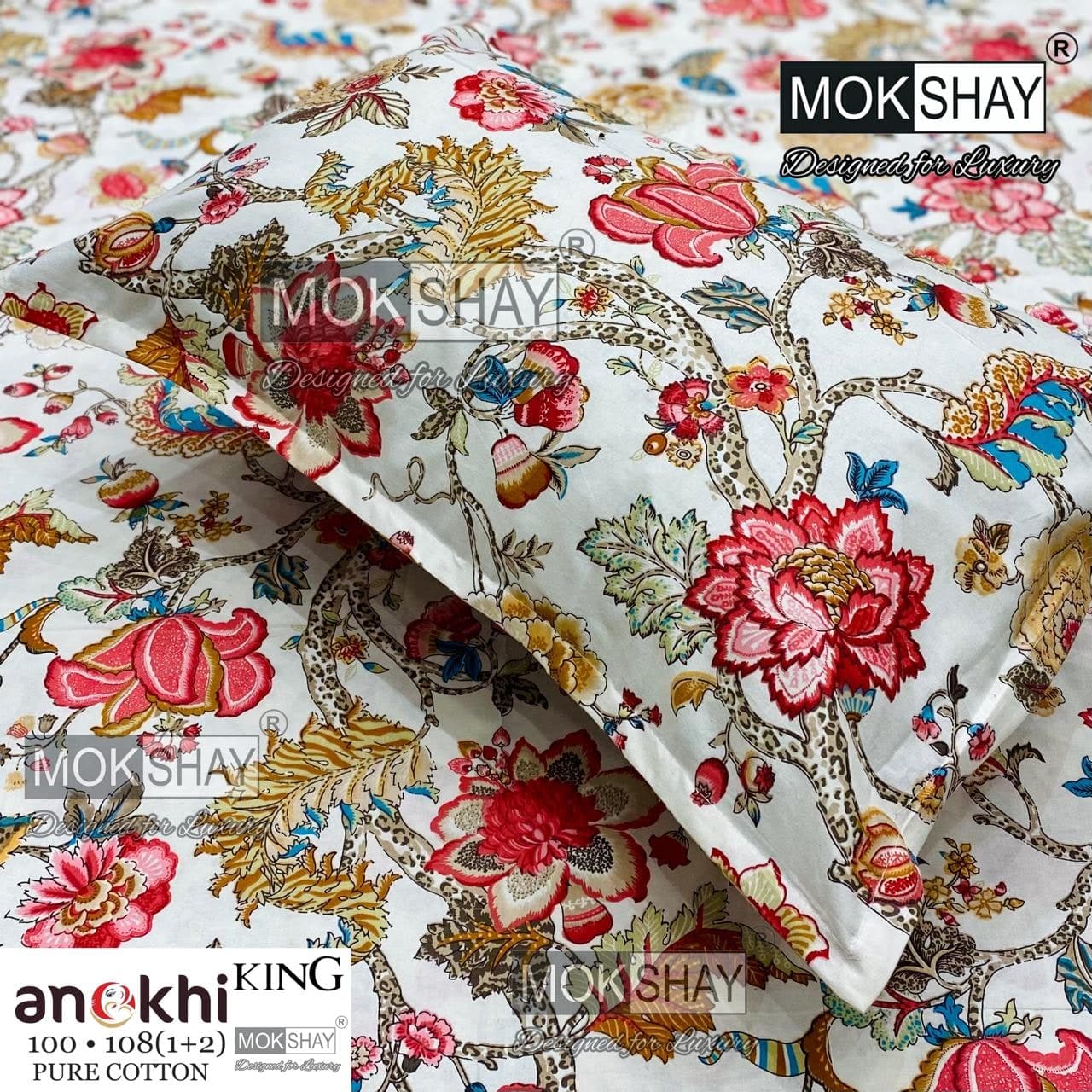 MOKSHAY ANOKHI King Size 100% Pure Cotton Bedsheet Set