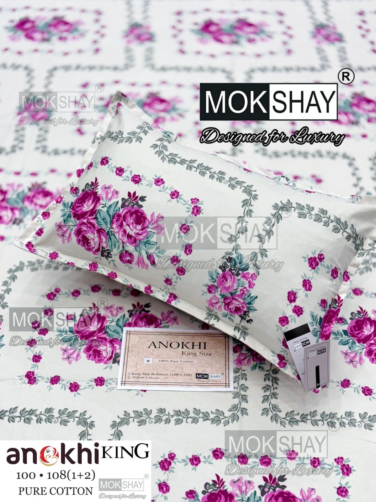 MOKSHAY ANOKHI King Size 100% Pure Cotton Bedsheet Set