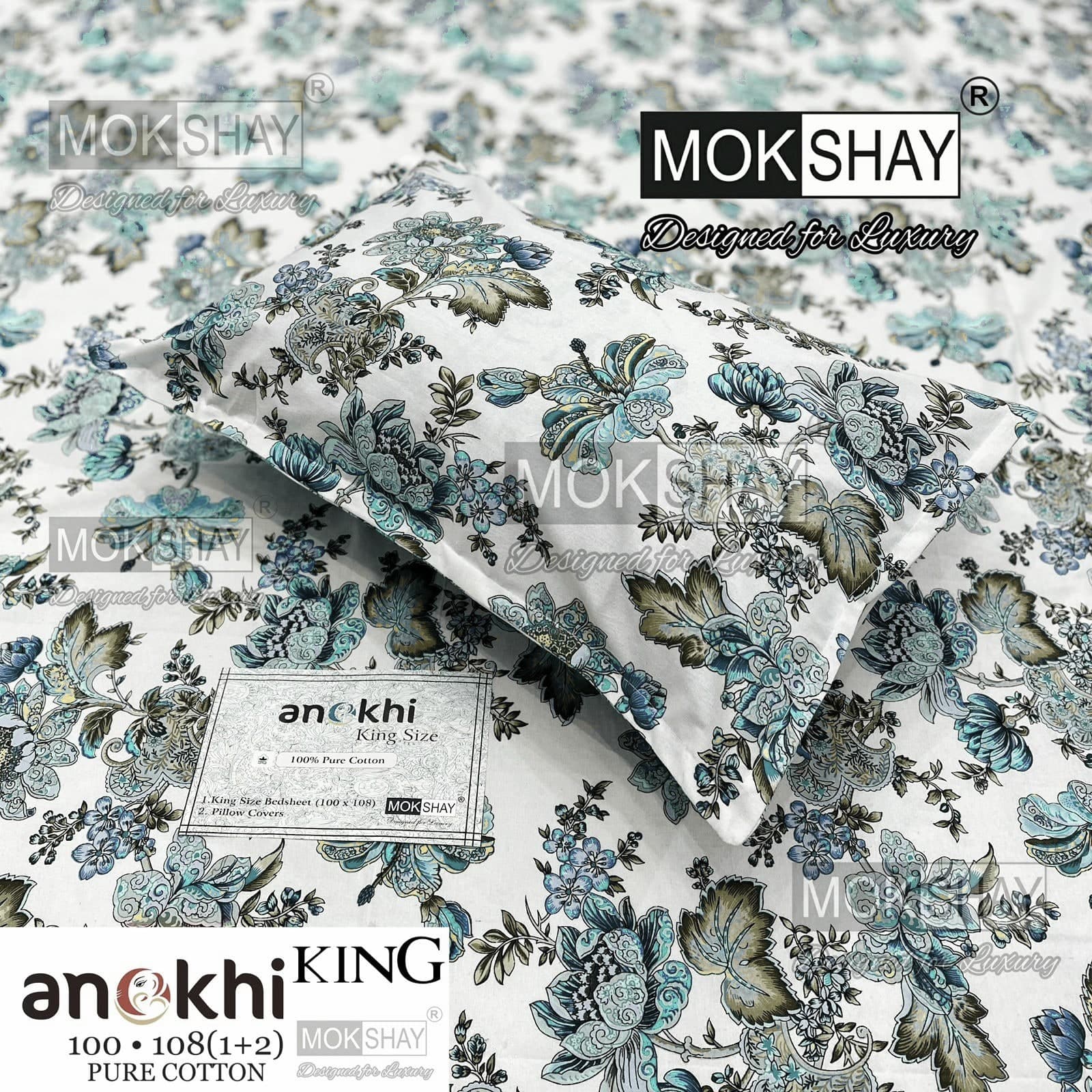 MOKSHAY ANOKHI King Size 100% Pure Cotton Bedsheet Set