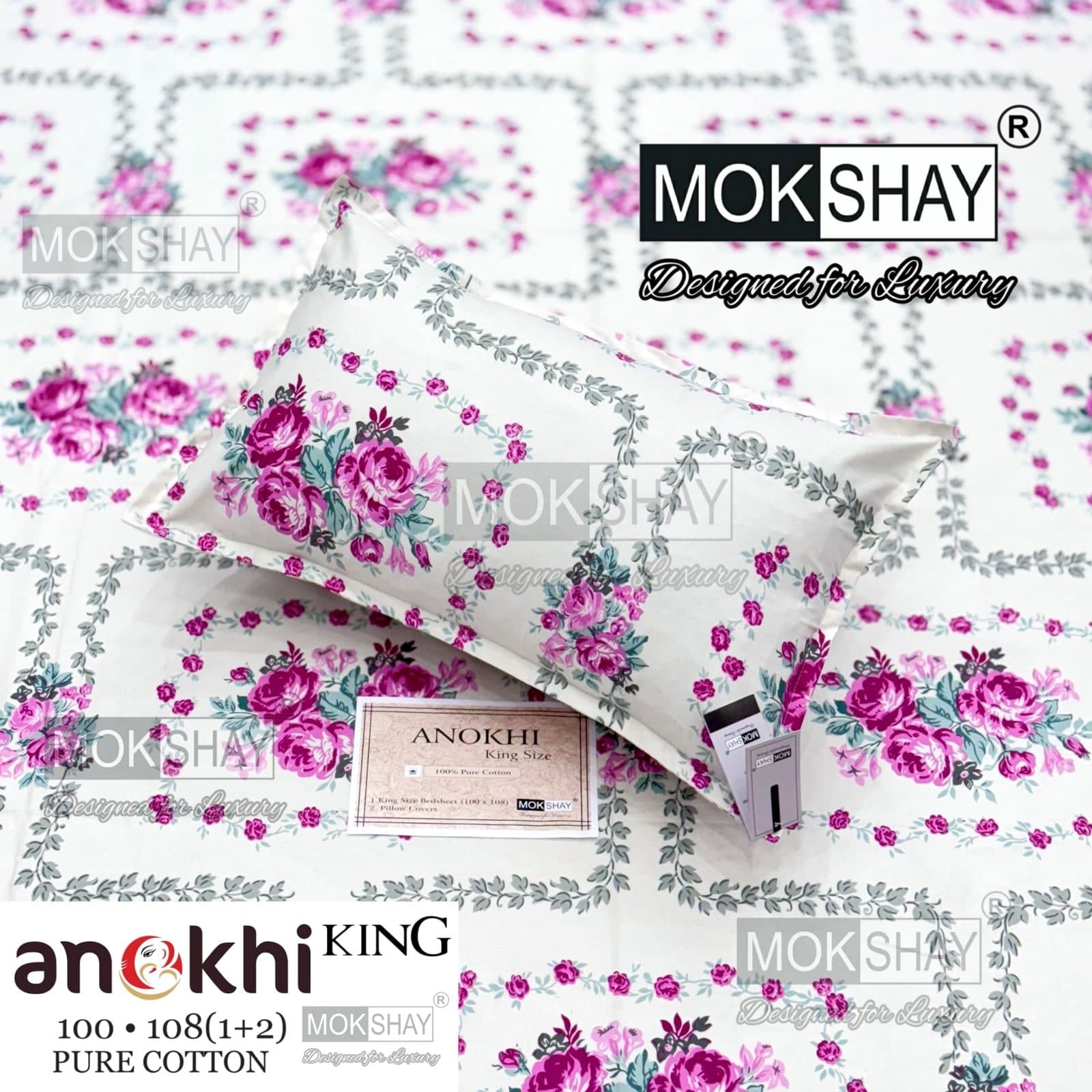 MOKSHAY ANOKHI King Size 100% Pure Cotton Bedsheet Set