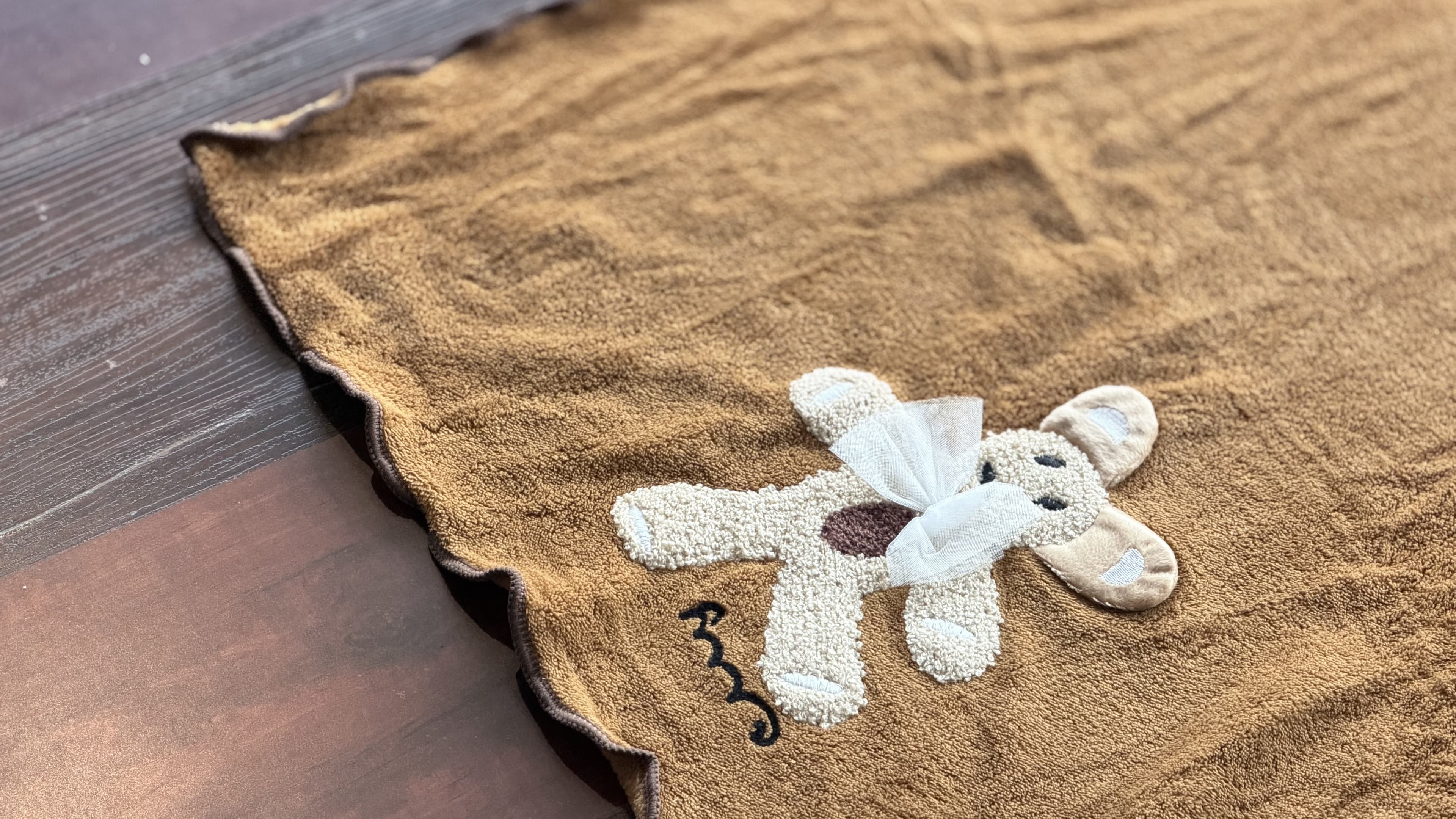Kids Soft Cotton Towel – Cute Teddy Bear Embroidered Design