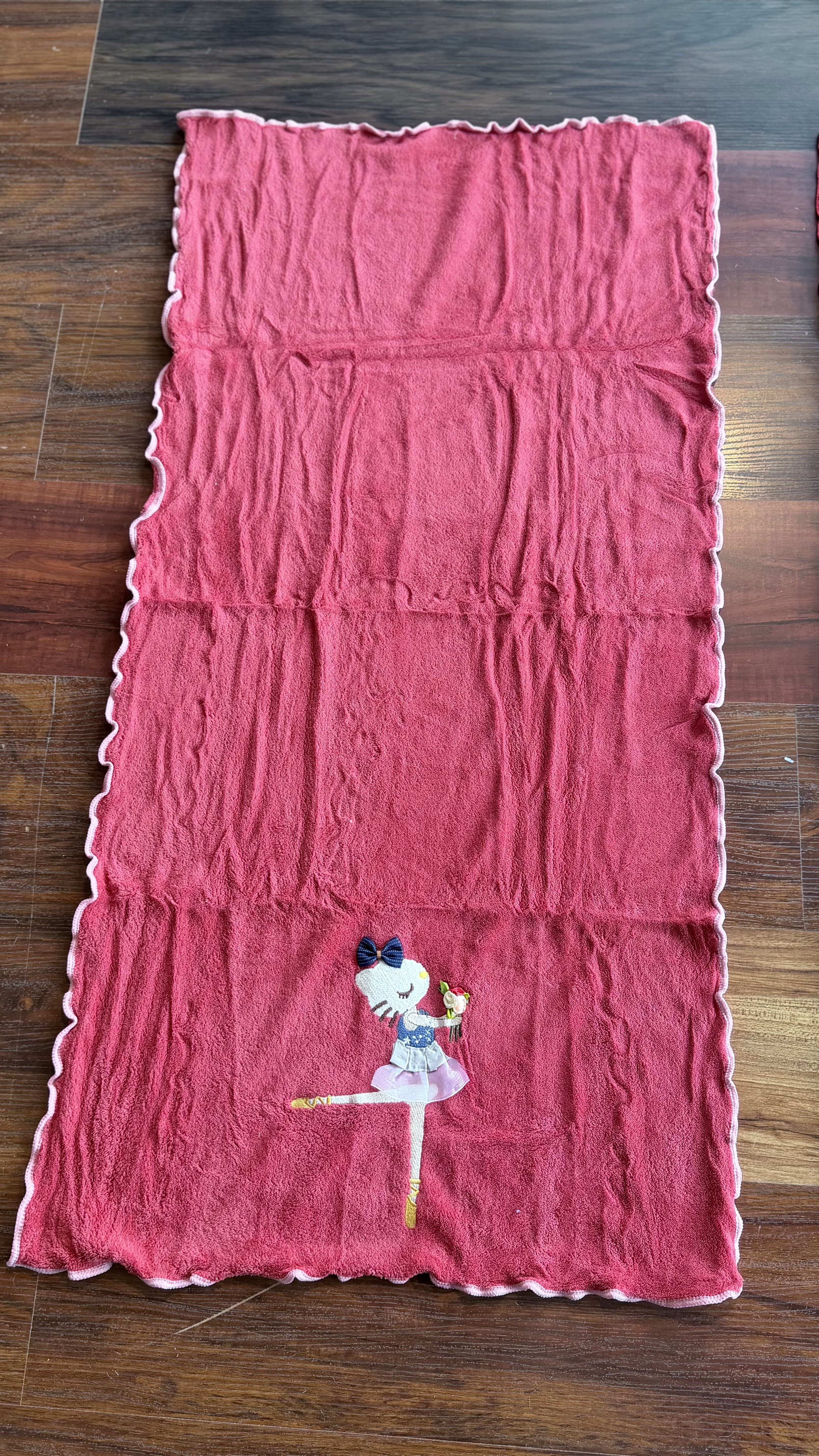 Kids Soft Cotton Towel – Cute Ballerina Girl Design