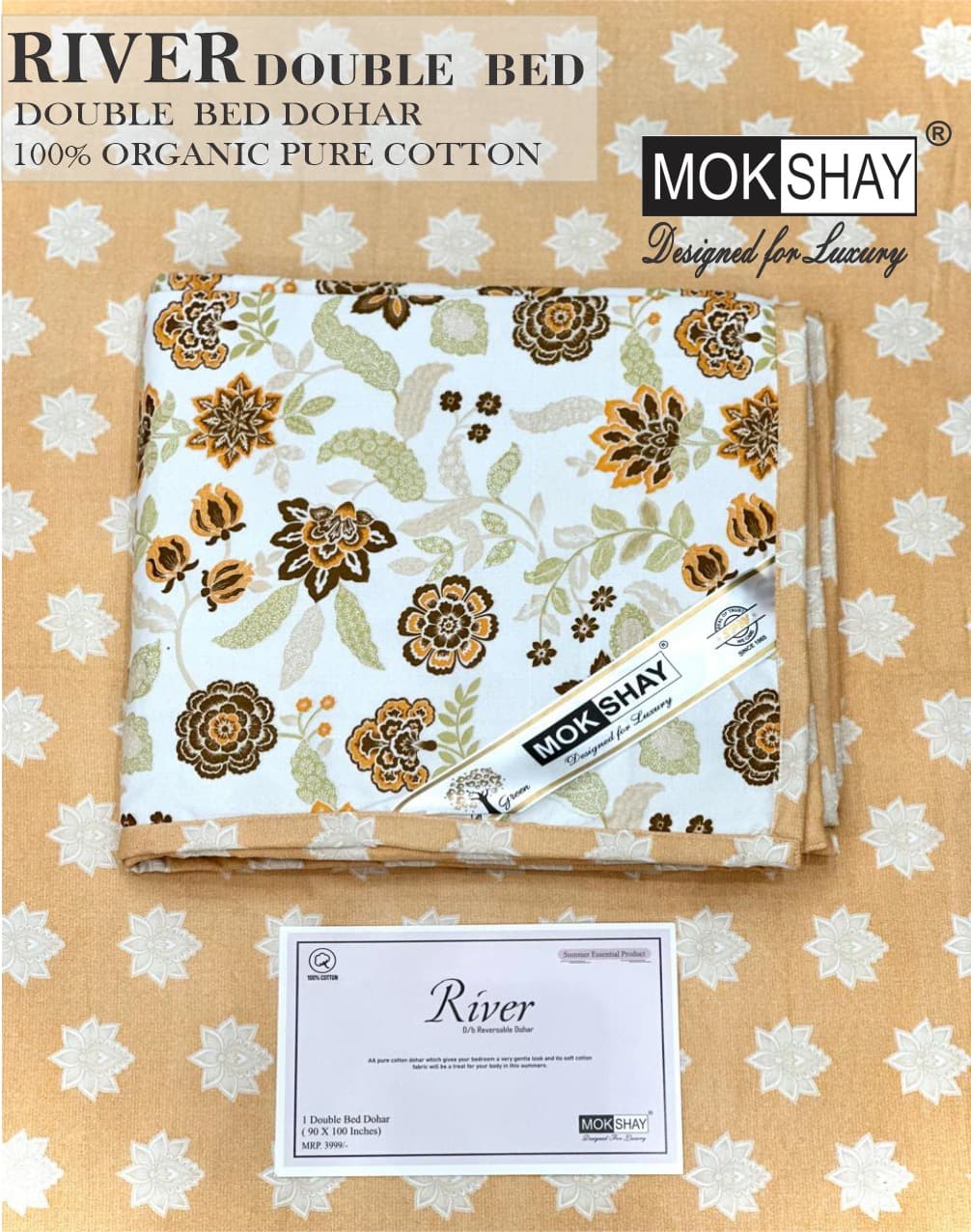 River cotton reversible dohar double bed