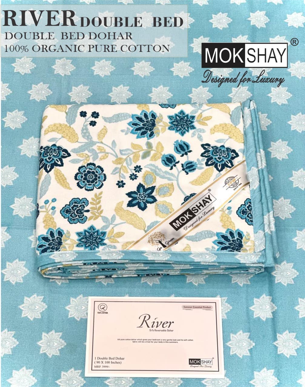 River cotton reversible dohar double bed
