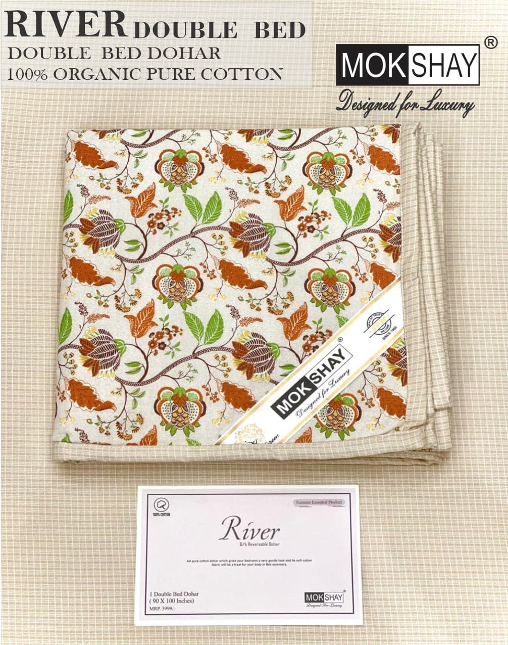 River cotton reversible dohar double bed