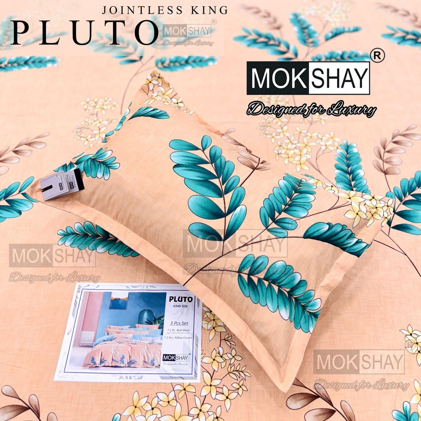 Pluto King Size Bedsheet Set – 3 Pcs | MOKSHAY