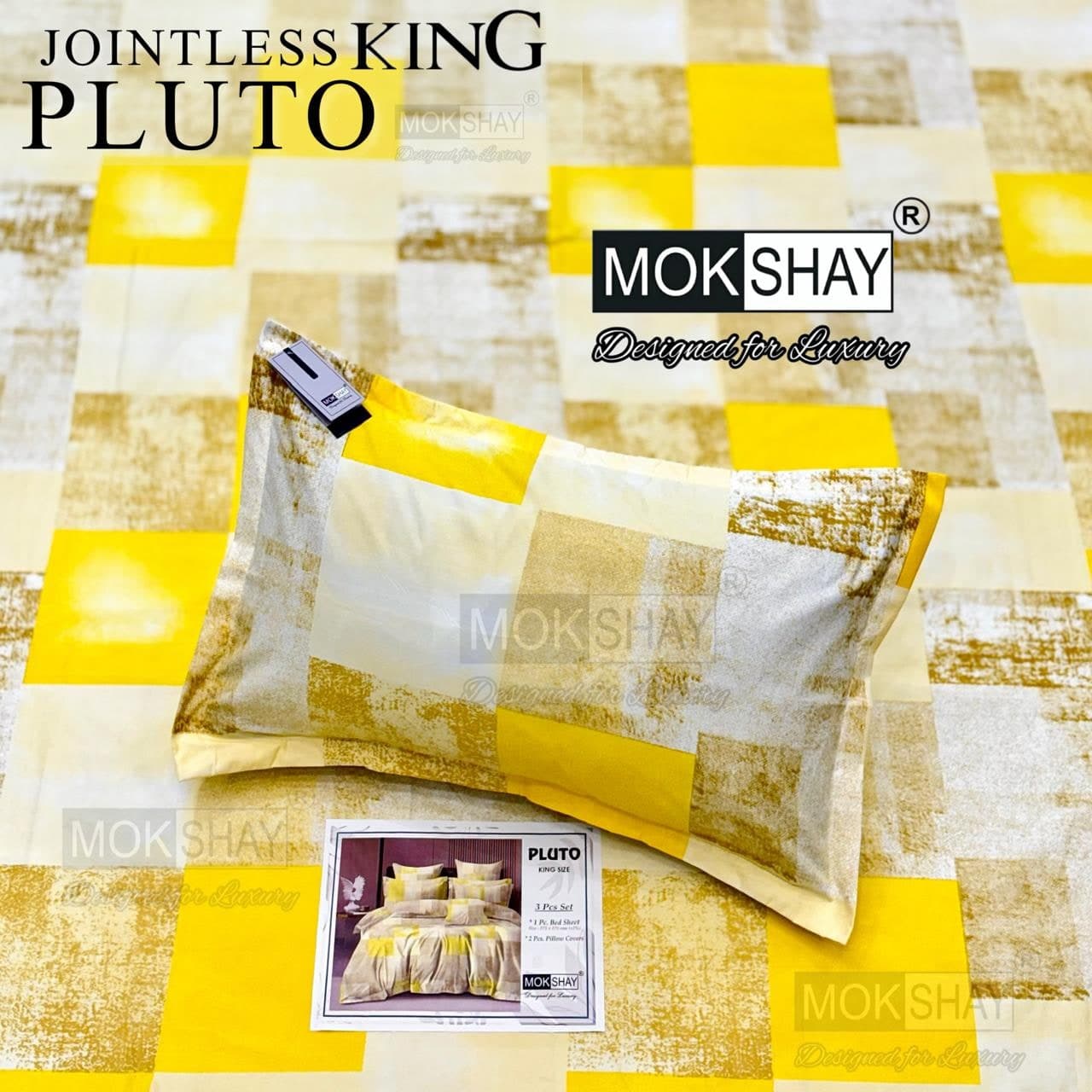 Pluto King Size Bedsheet Set – 3 Pcs | MOKSHAY