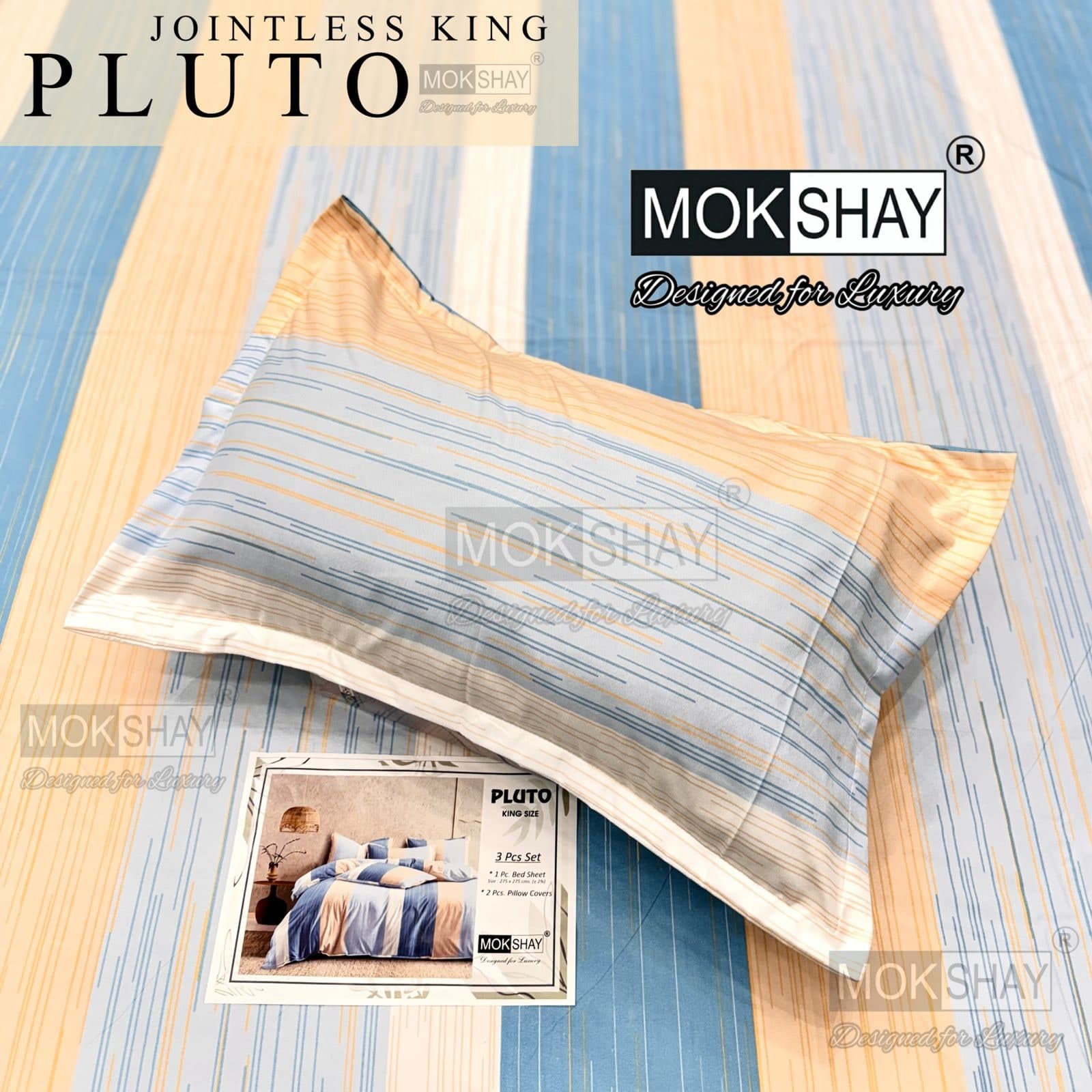 Pluto King Size Bedsheet Set – 3 Pcs | MOKSHAY