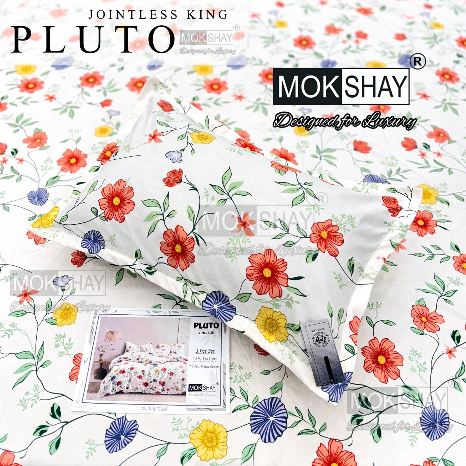 Pluto King Size Bedsheet Set – 3 Pcs | MOKSHAY